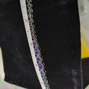 #25 Bracelet Purple Simulated Amethyst SS Adjustable size up to 8 inches
